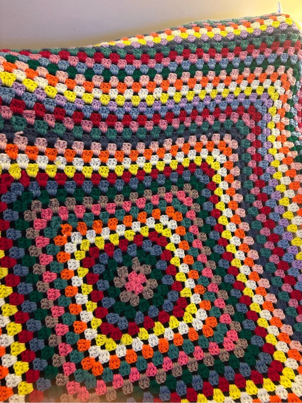 Handmade Multicolor Granny Square Crochet Blanket throw